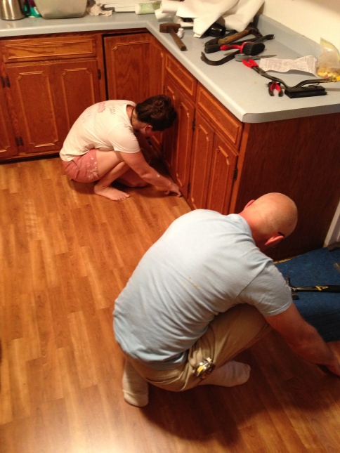 dad and i finishing the flooring